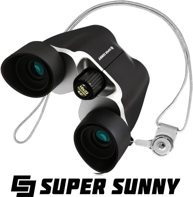 Supersunny 双眼鏡 コンサート 10倍 ネックストラップ付 手ブレしにくい改良版 ホワイトブラック Supersunny