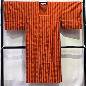 雨コート・オレンジ地・縦縞・和装・No.200701-0622・梱包サイズ60