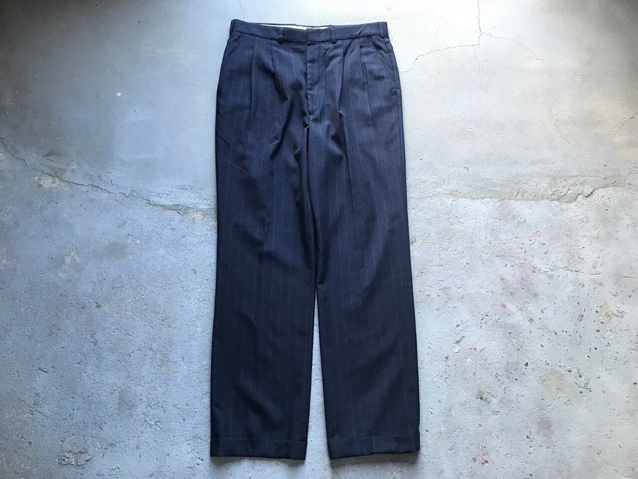 70~80s Unknown striped slacks MADE IN Dominican Republic