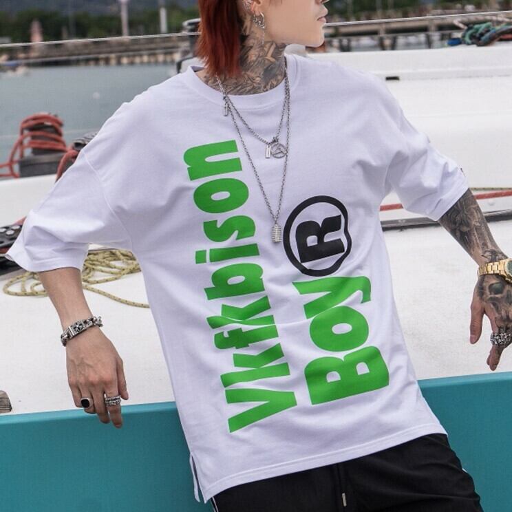 全2色 Tシャツ カットソー プリント カジュアル ストリート 