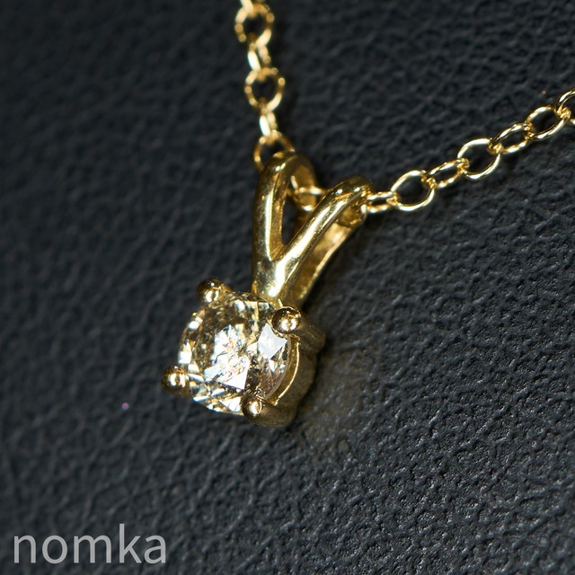 【4月の誕生石】ダイヤモンド(微グレーカラー/ブリリアントカット)ネックレス(K18/14kgf) njew-0004