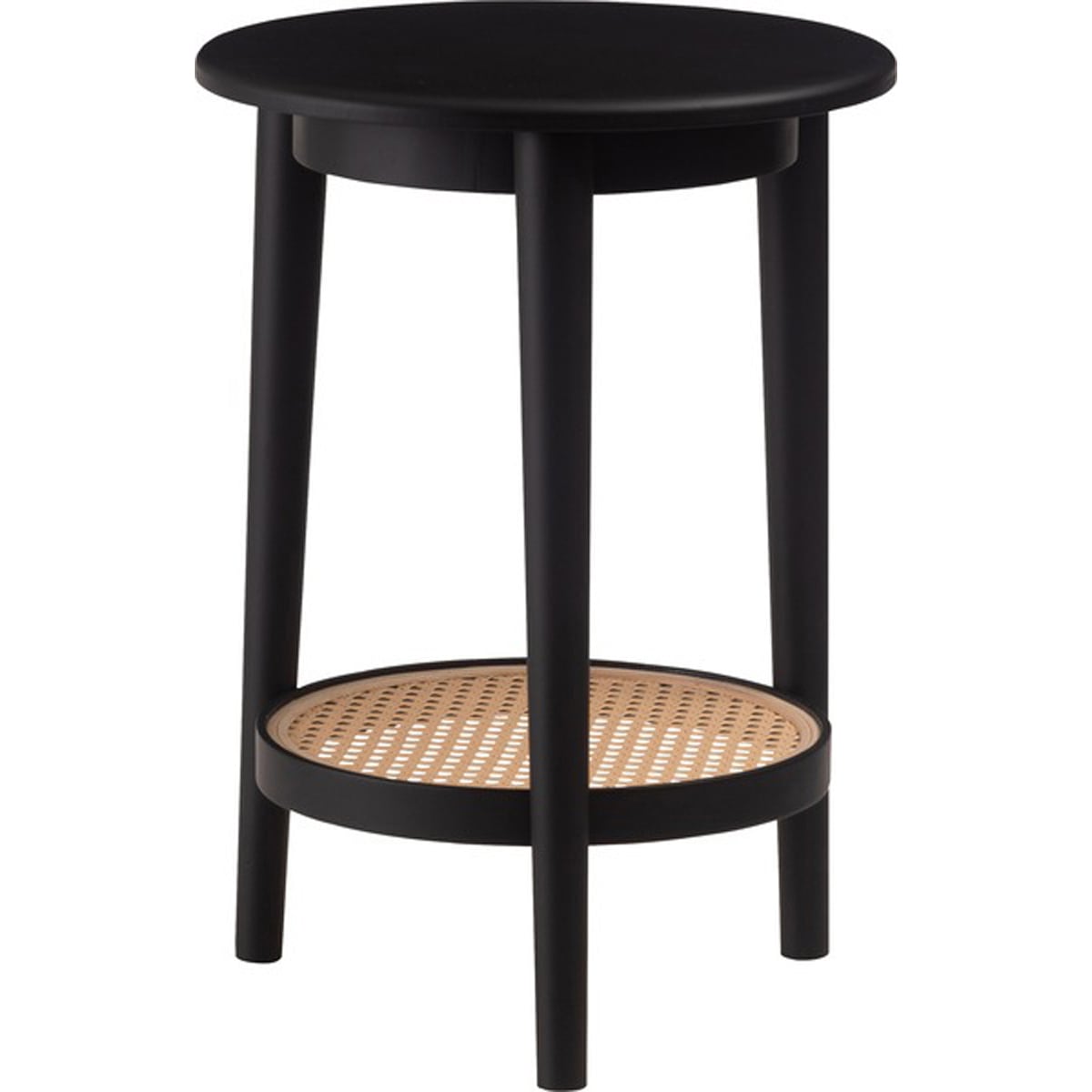 サイドテーブル PT-471BK PT-471WH テーブル ラタン 二段 2段 丸 円 北欧 韓国インテリア シンプル ナチュラル 寝室 ソファーサイド ブラック 黒 ホワイト 白