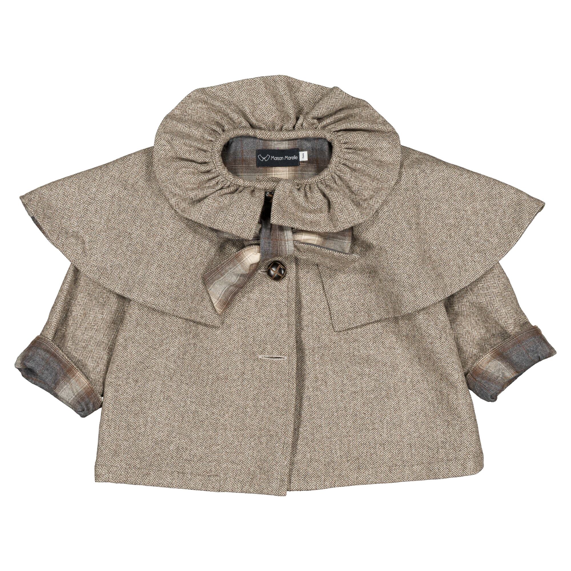 【予約・特典あり】Maison Marelle / Jacket DURET- taupe chevron / 6Y~12Y
