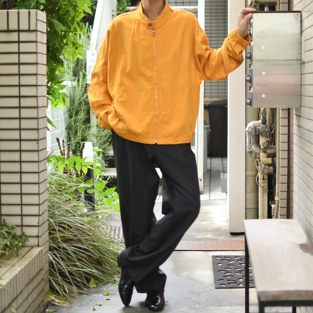 cotton linen stand collar jacket yellow