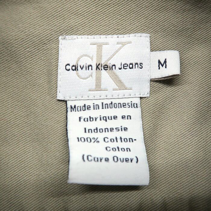 古着 カルバンクライン CalvinKlein ボタンダウンシャツ 長袖 カーキ サイズ表記：M　gd82538