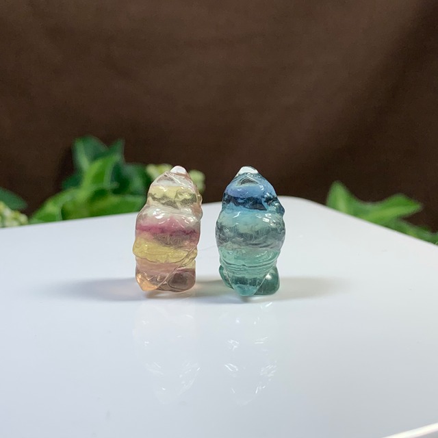 11.可愛いペア･小さいフローライトふくろう