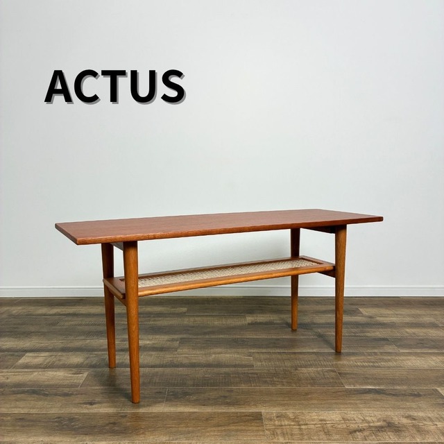 ACTUS H.W.F LIVING TABLE アクタス H.W.F リビングテーブル ローテーブル ウォールナット材 オーク材 ラタン【中古】【250サイズ】