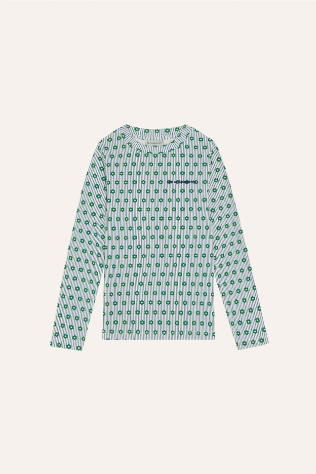 送料無料 the campamento/Flowers and Stripes Tshirt
