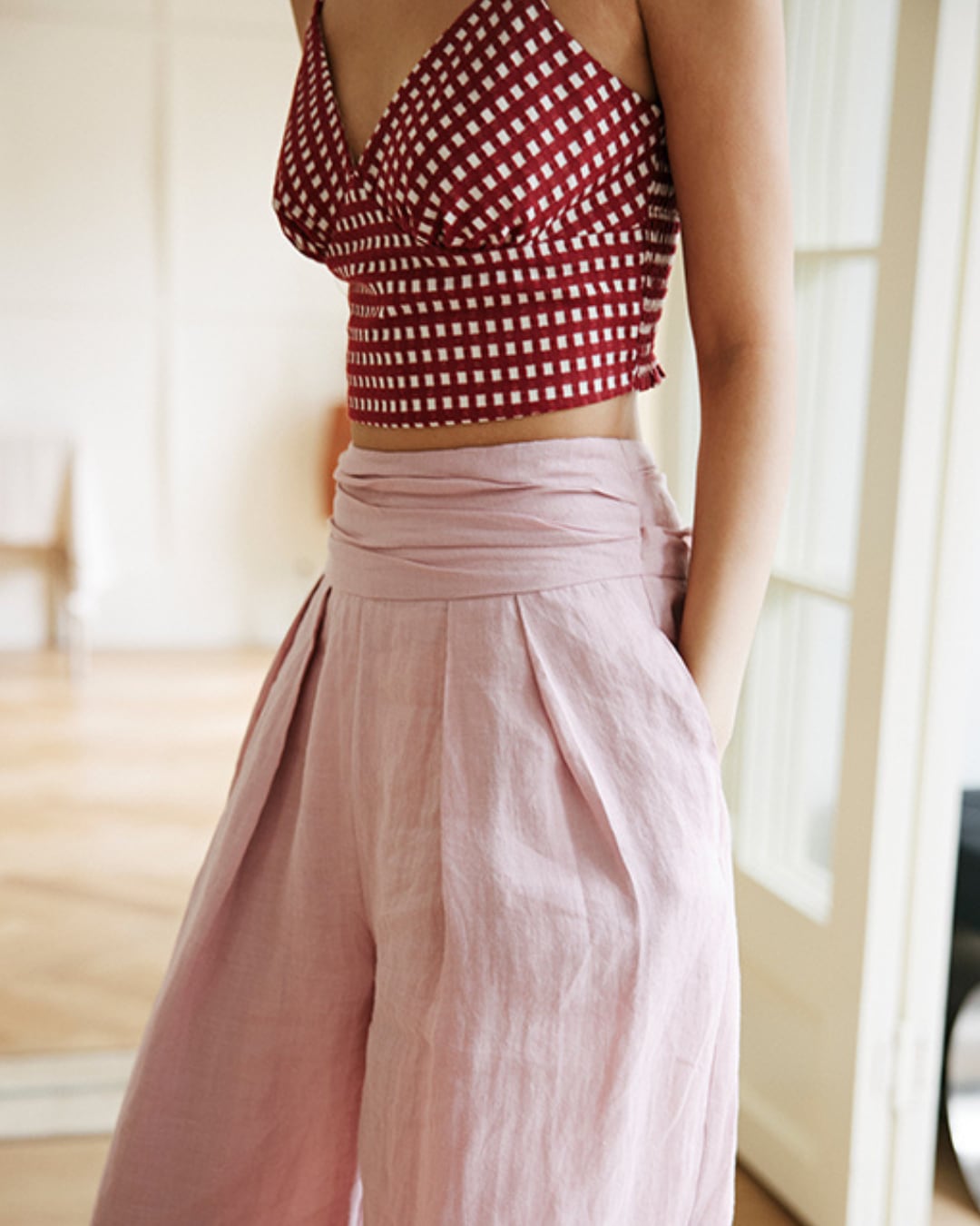 ウエストタックデザインパンツ S24722