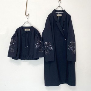 [ 親子セット ] カスミソウ刺繍ライトコート -dark navy- 梅雨寒軽量アウター