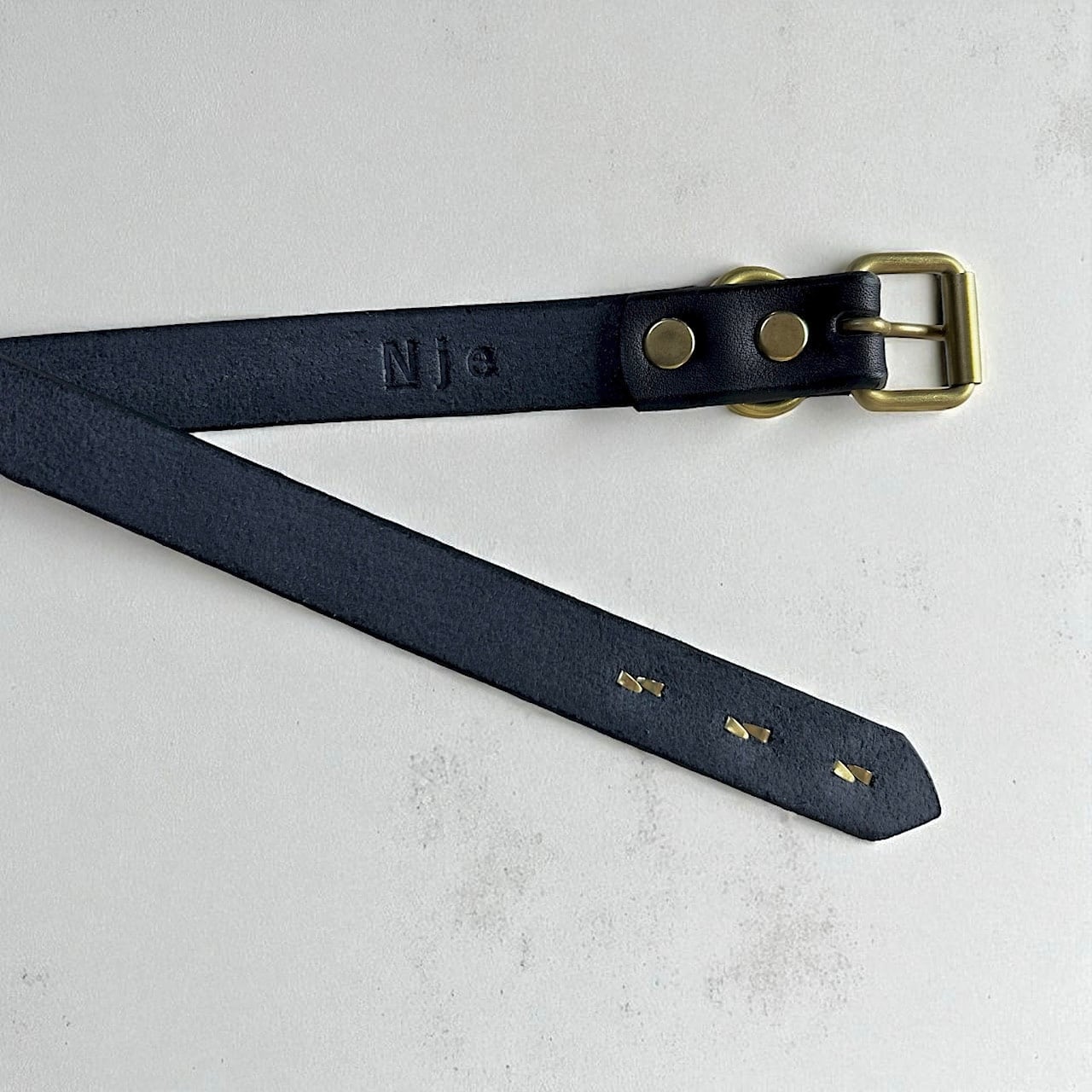 ナローベルト スタッズベルト 栃木レザー 【Nje-bt19-3GD】 | cazari.000