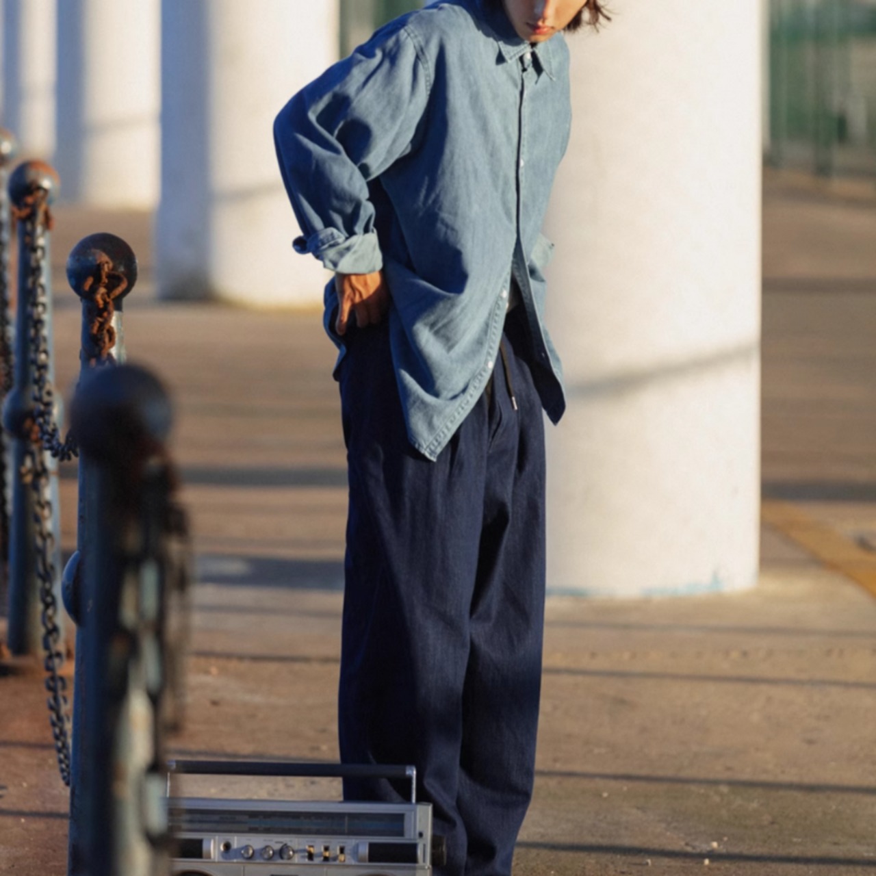 薄手ウエストドローストリングデニム　0706