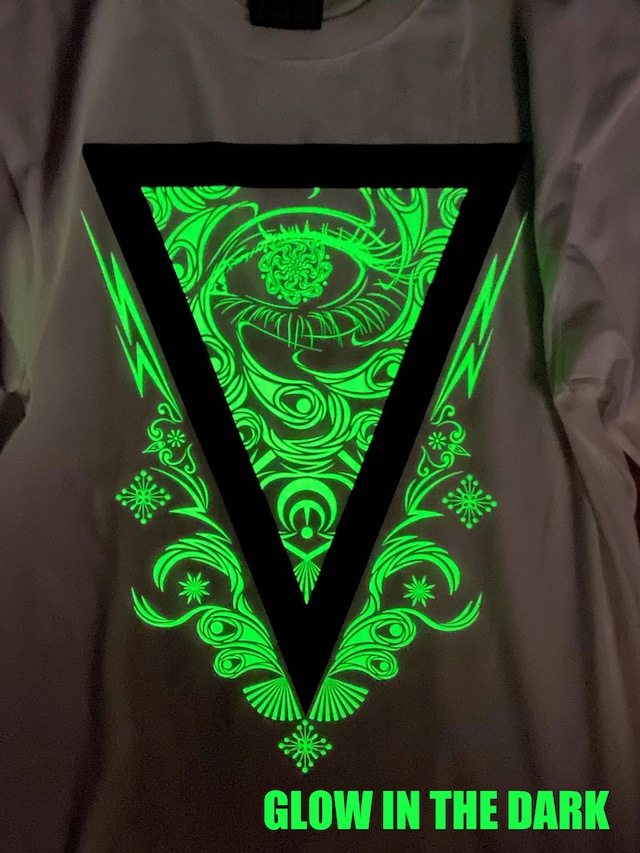 神眼芸術『Triangle』T-shirt (White) Glow in the Dark