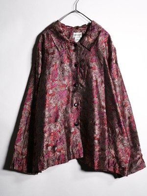 gloss fabric flower pattern wide silhouette shirt jacket