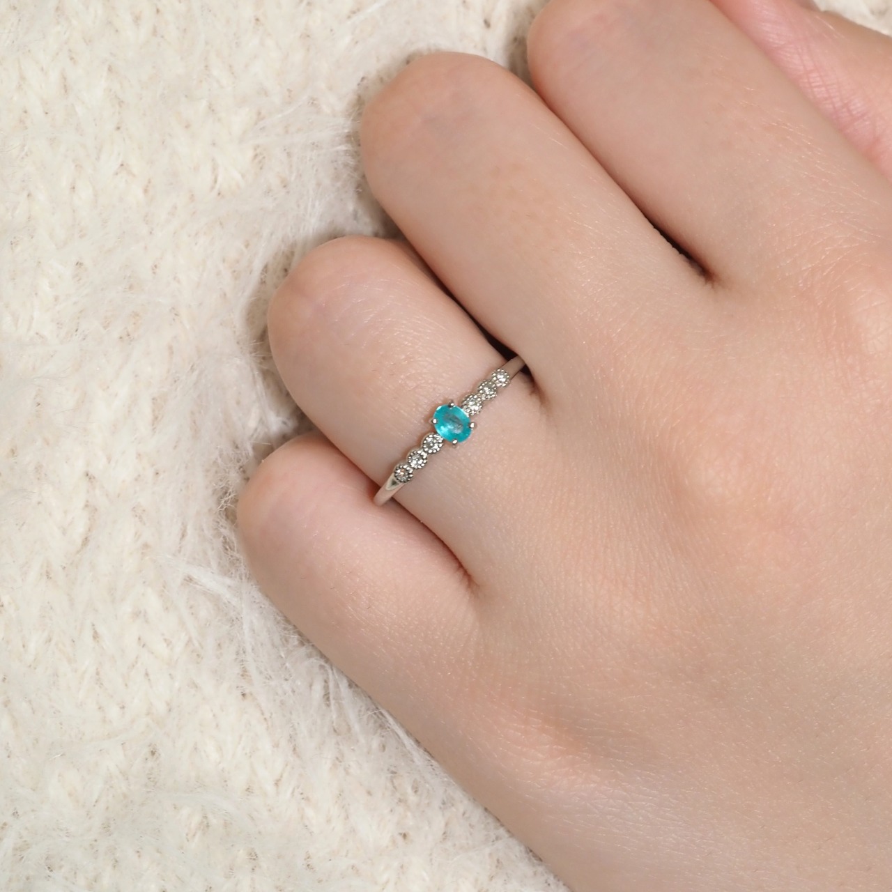 ブラジル産 パライバトルマリン リング 0.1ct D0.03ct pt900