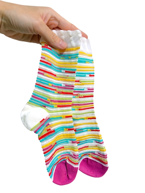 【solmu】 シースルーsocks（カラフル細ボーダー）