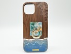 Hang loose/wood×resin marine blue wave case(walnut)