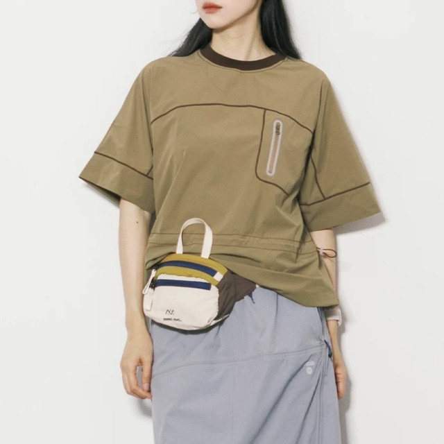 ステッチワークドローコードワイドTシャツ C01231