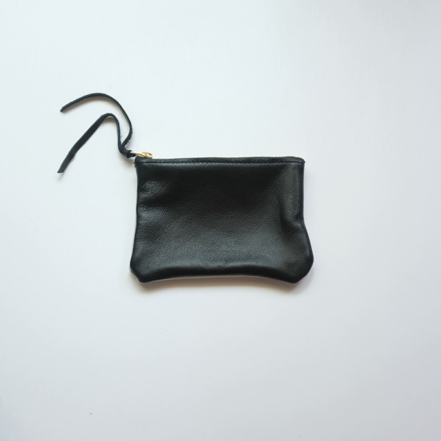 pouch S sheep leather × vintage linen