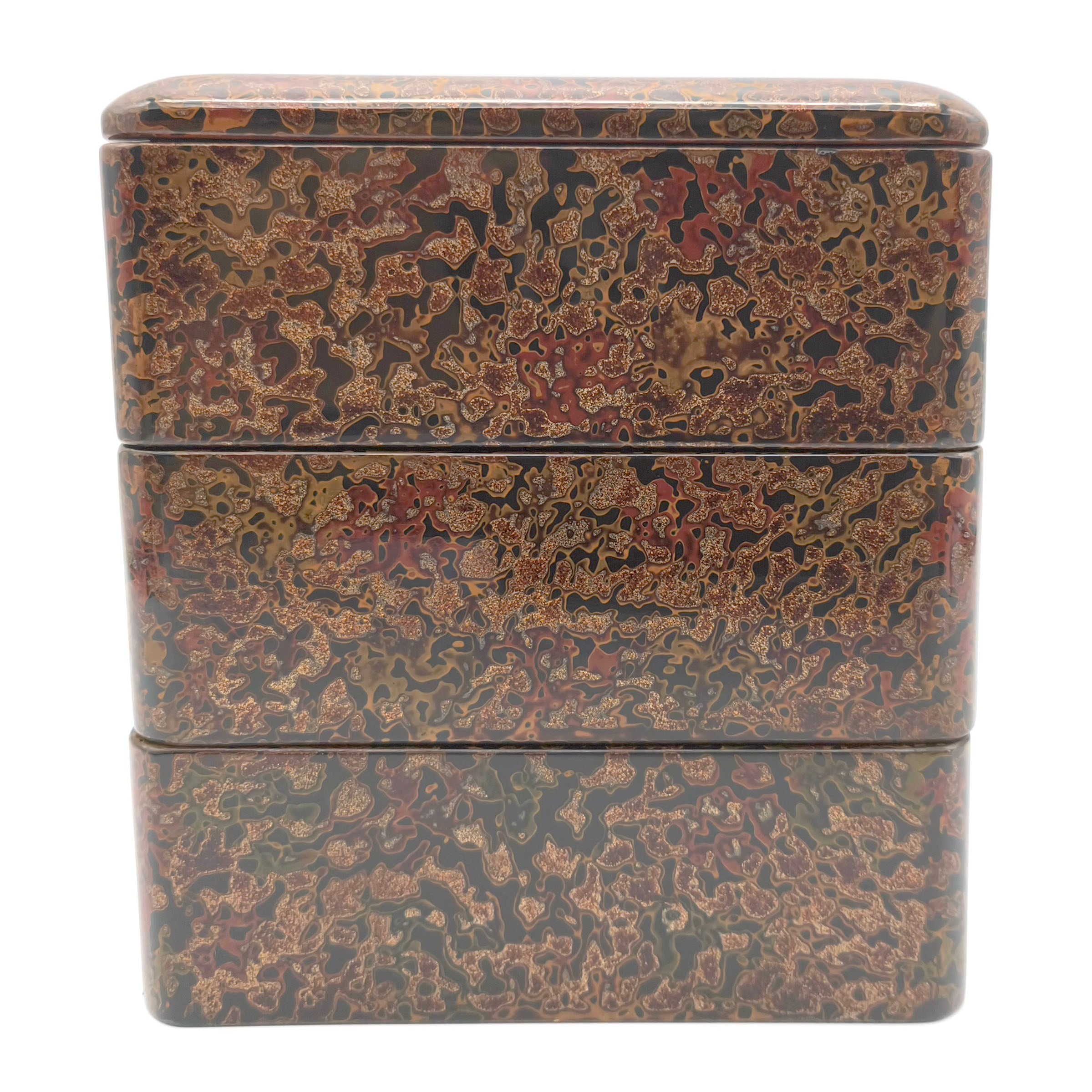 津軽塗（唐塗）バカ塗り・重箱・弁当箱・三段重・漆器・伝統工芸・No