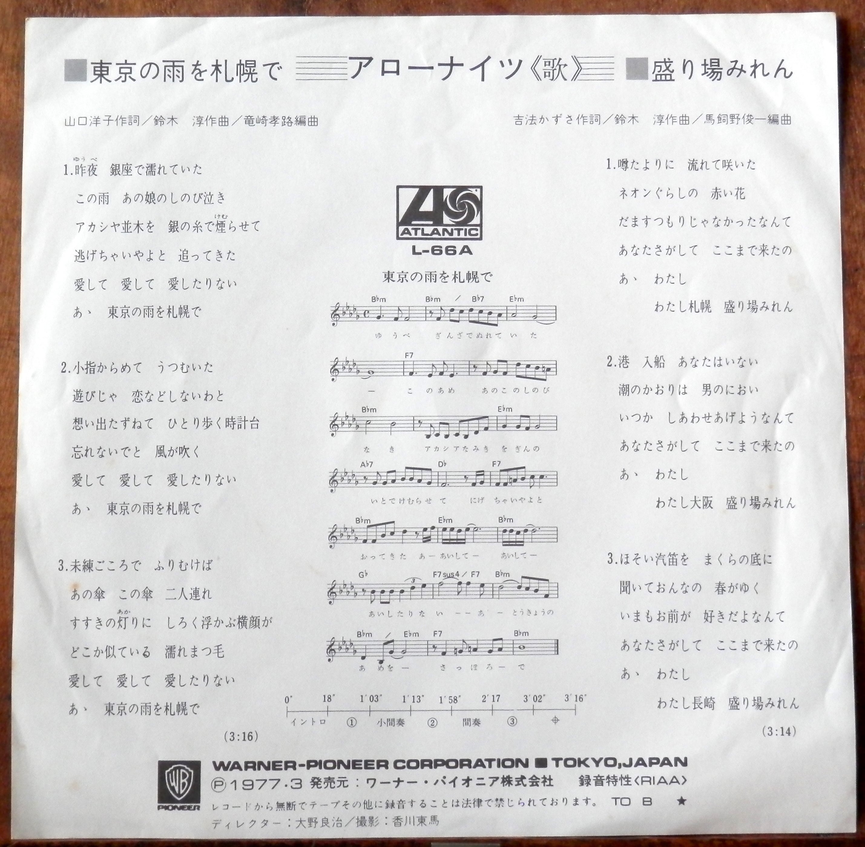 77【EP】アローナイツ - 東京の雨を札幌で | 音盤窟レコード