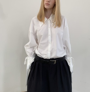 drawstring sleeve big collar shirt【2025092401】