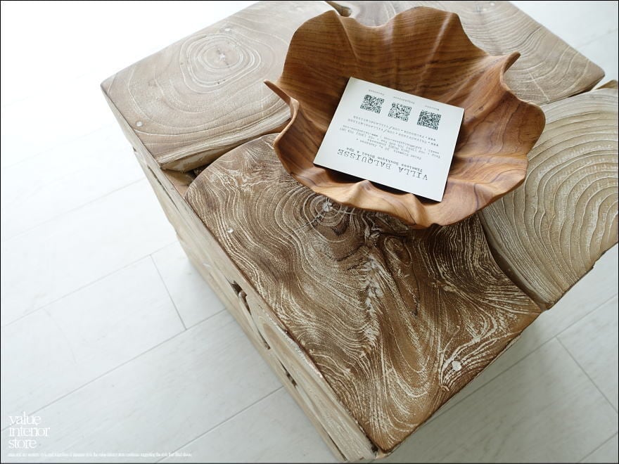無垢 チークブロックスツールN 40x40cm 【公式通販】