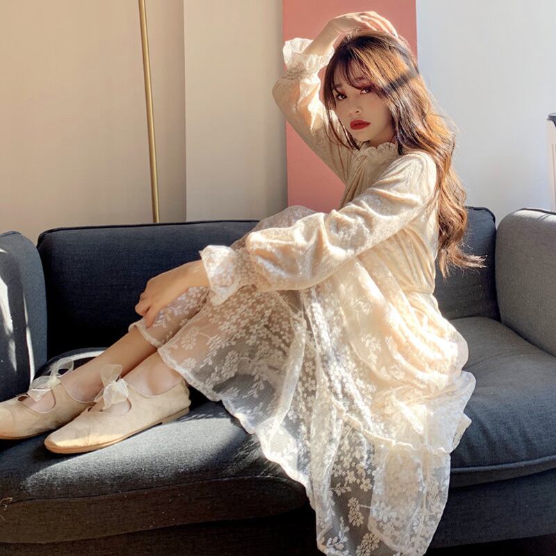 レースドレス スプリングウェストスカート 大人ガーリー スウィート キュート カジュアル 春物 萌量不足89234427963