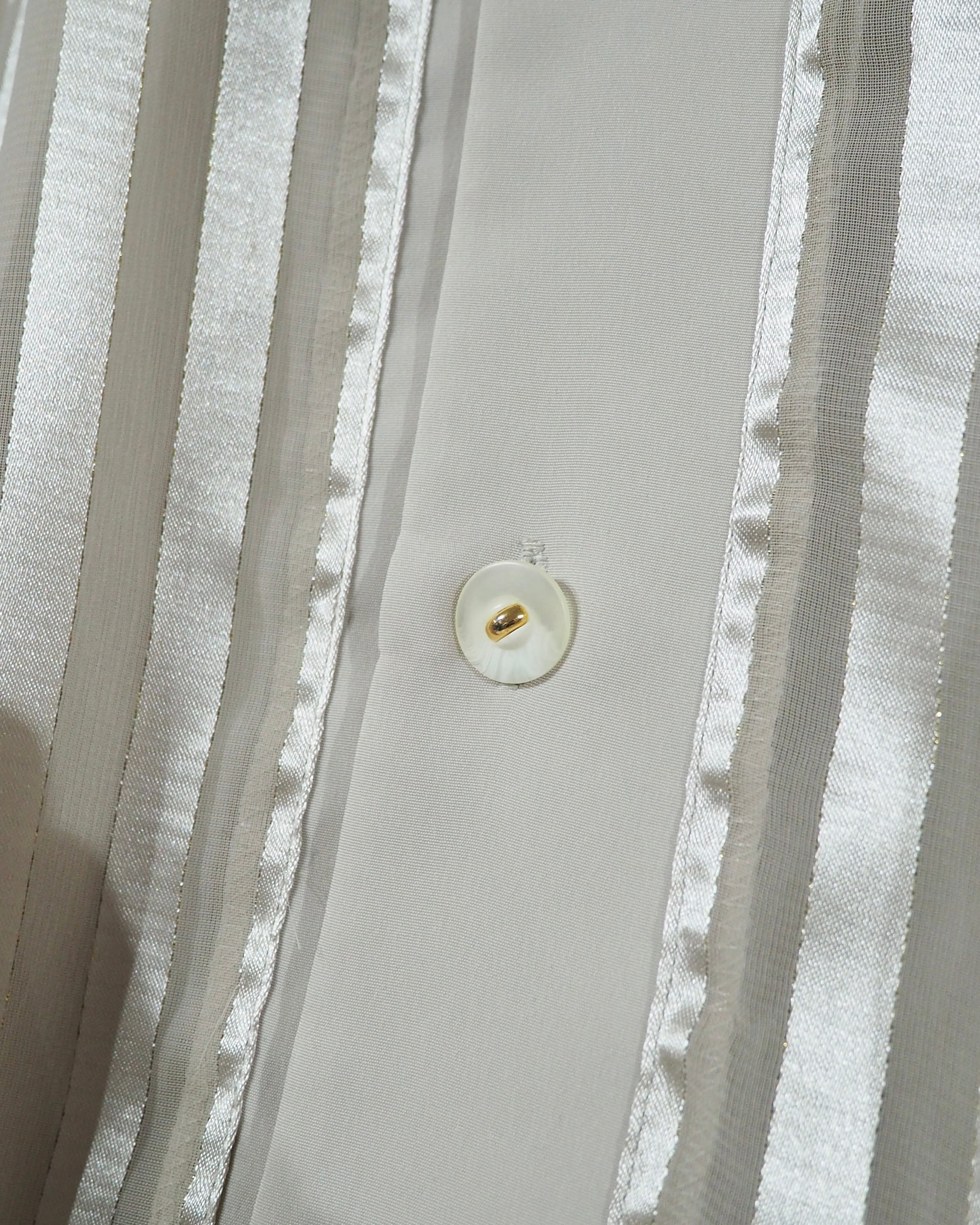 1990s " PRONTI " Sheer stripe Design vintage Drape loose Open collar Shirt
