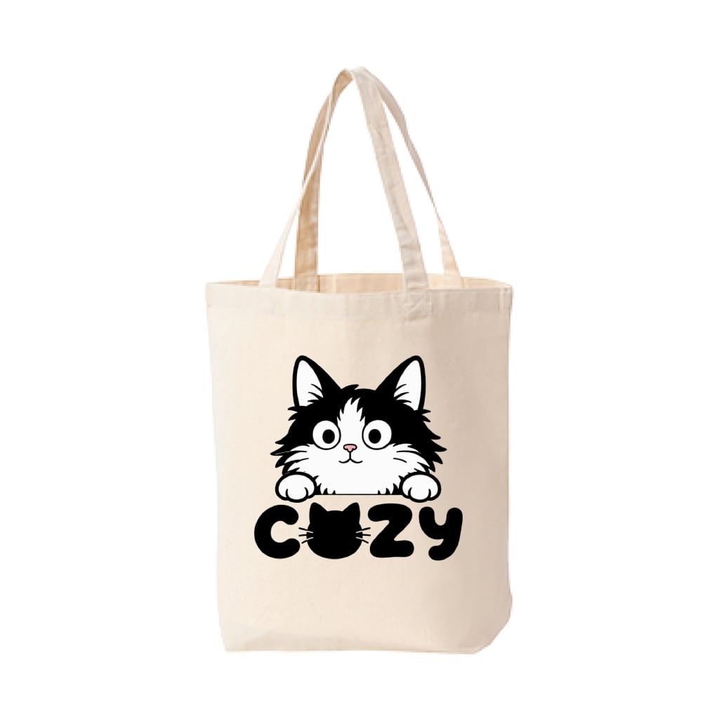 【白黒猫 ナチュラルトートバッグ】(OF00219)(1COLOR)