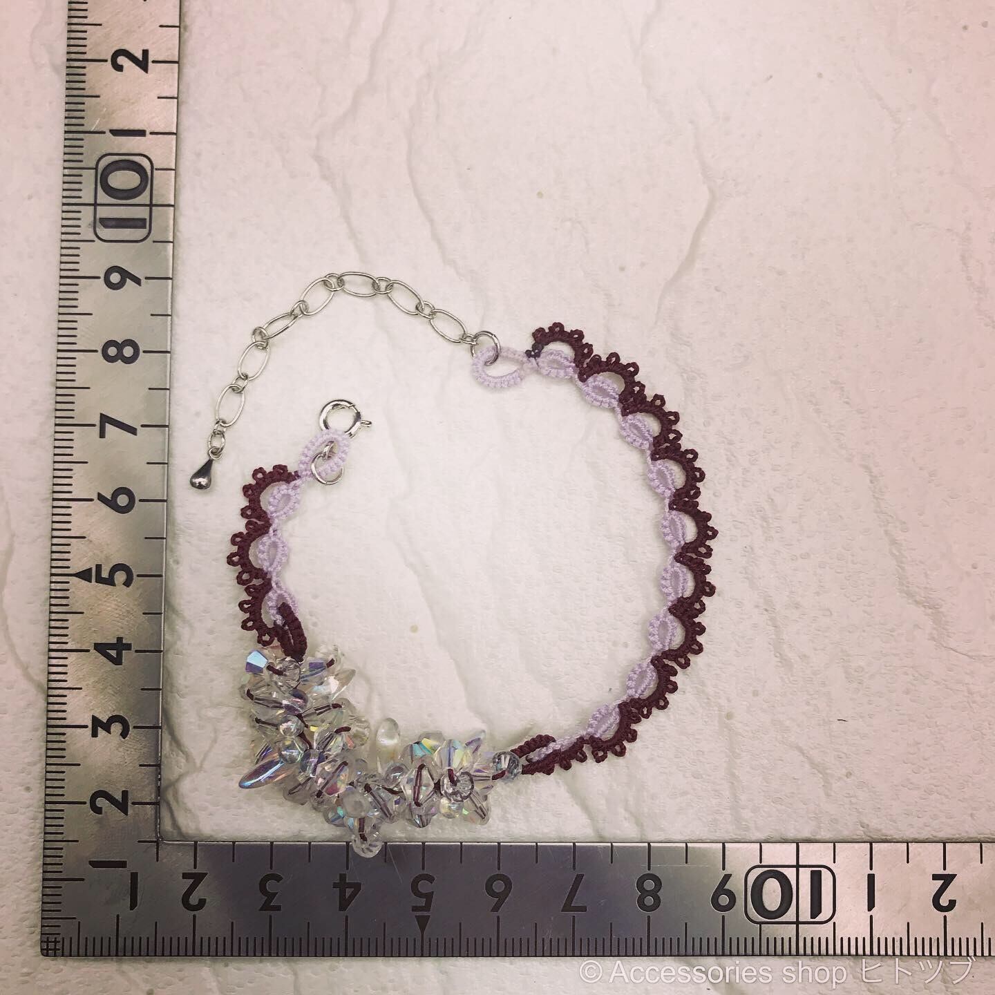 0178:ガラスビーズ×ボルドー 秋色ブレスレット