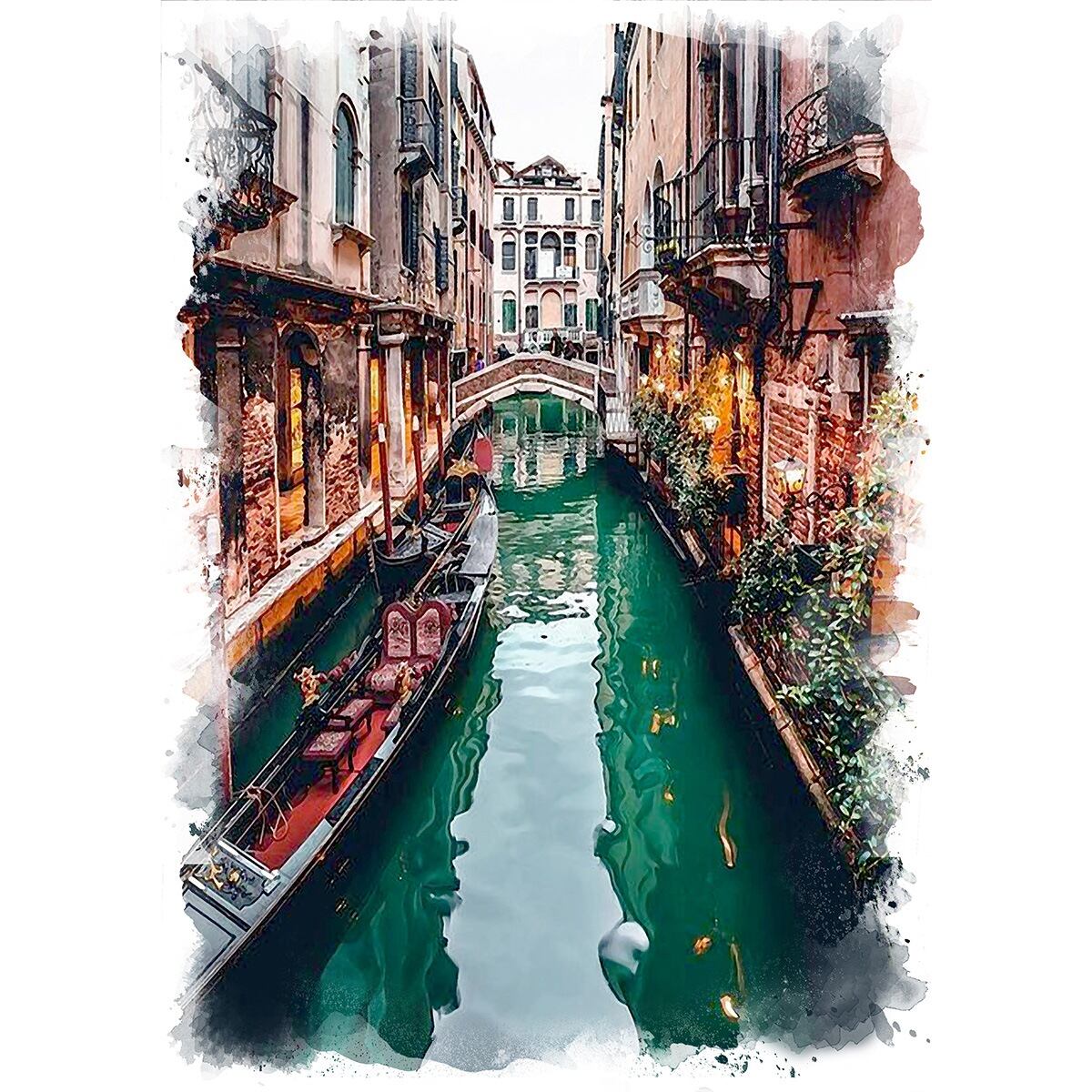 絵画 イタリア 風景画(街並み) ヴェネツィアの運河 インテリアアート額 