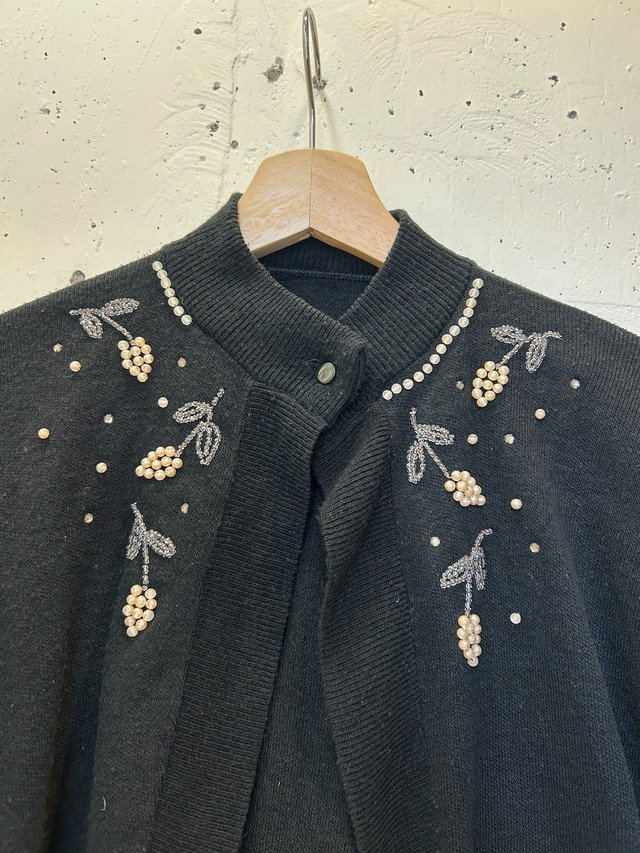 50's beads embroidery black bolero