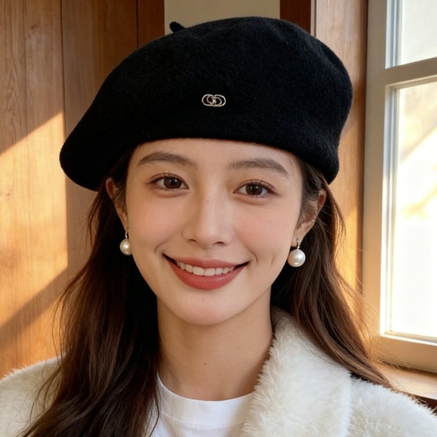 大人ゴシック×クラシカル ベレー帽 飾りピン付 上品 きれいめ ロリータ 秋冬 5色展開