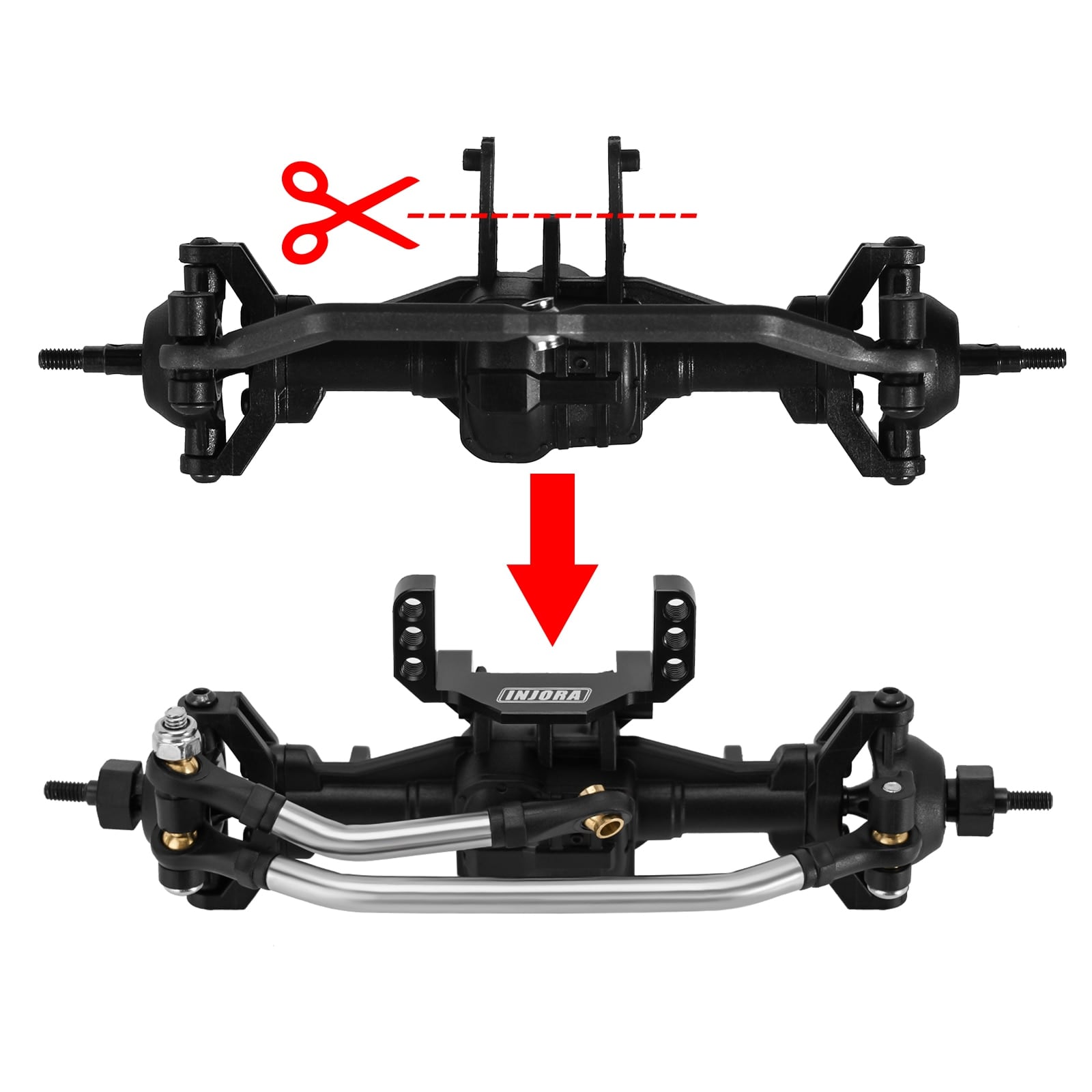 トラクサス　INJORA サーボ11kg INJORA サーボマウント Amazon | INJORA +4mm ダイヤモンド車軸 レイダウンサーボマウント