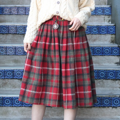 *SPECIAL ITEM* 60's USA VINTAGE CHECK PATTERNED POCKET WATCH GIMMICK WOOL SKIRT/60年代アメリカ古着チェック柄懐中時計ギミックウールスカート