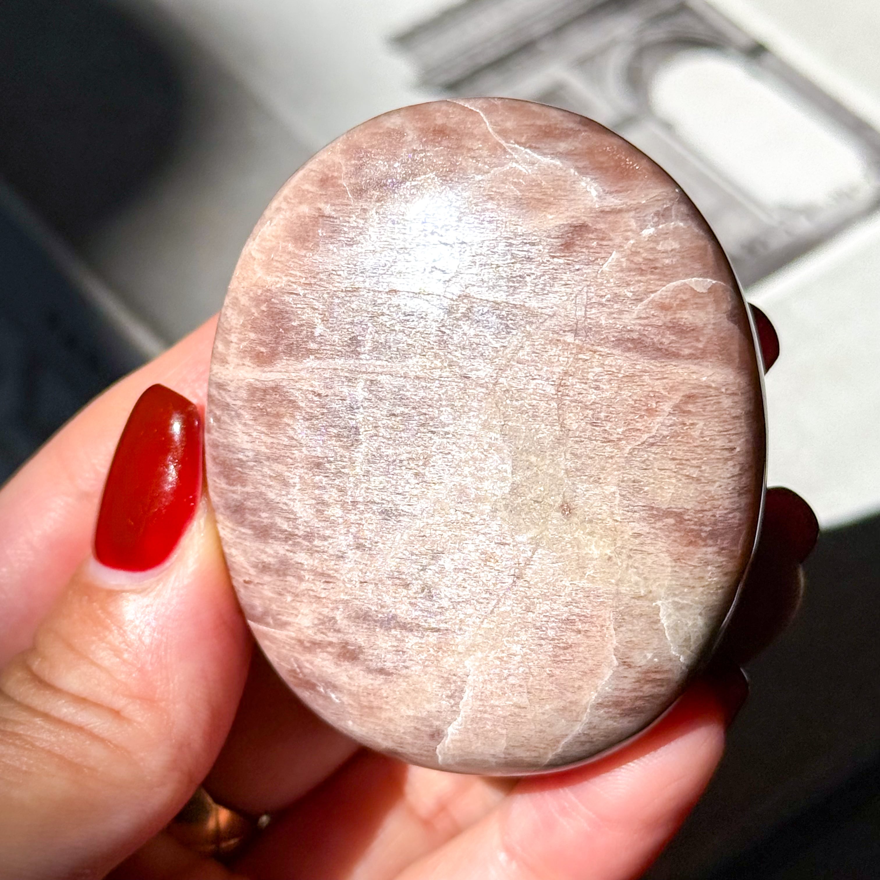 Peach Moonstone palm 6 ✧ ピーチムーンストーン | FLUXY - 天然石と