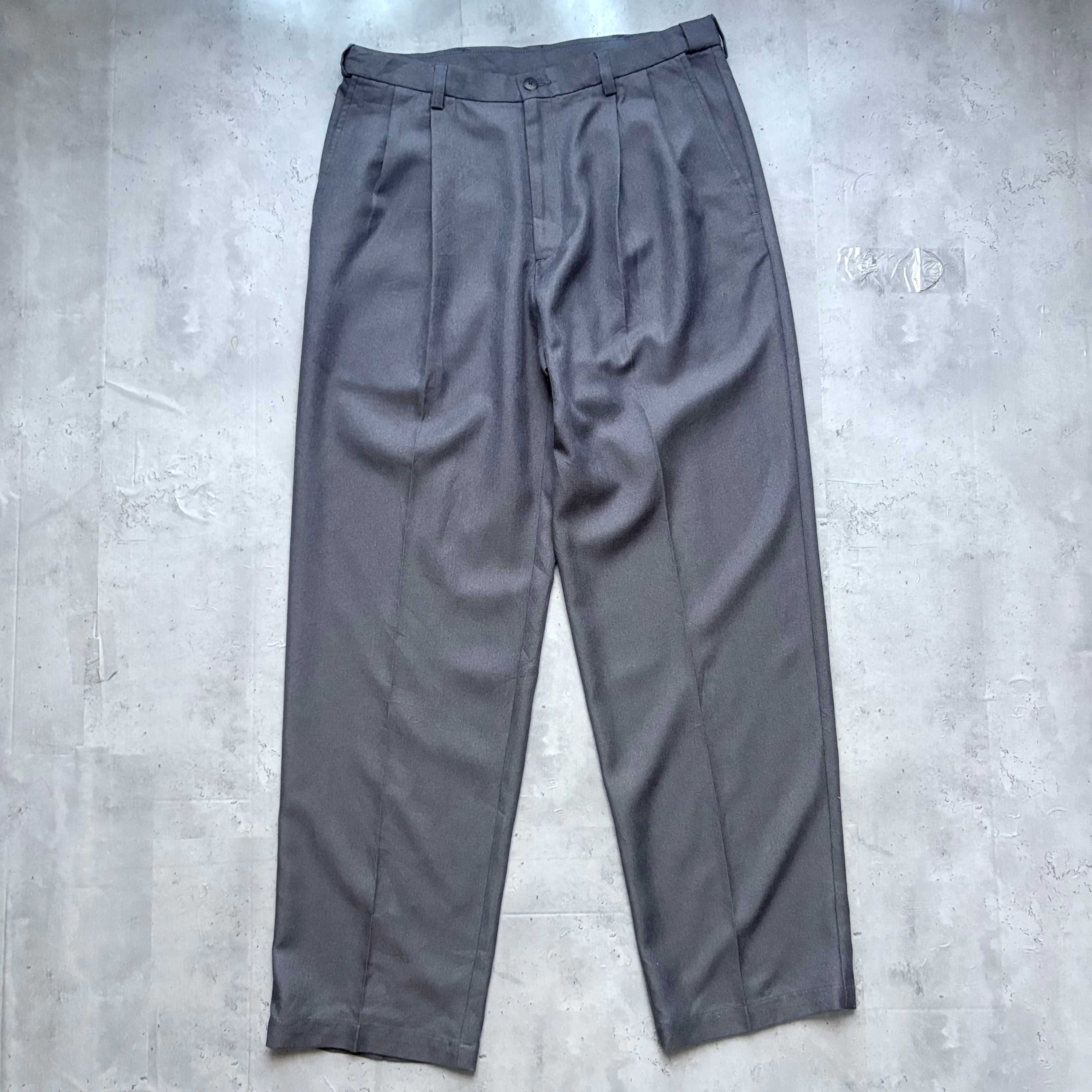 00s SLATESスレイツ ツータックスラックス チャコールグレーW34L32 00s SLATESスレイツ ツータックスラックス チャコールグレーW34L32