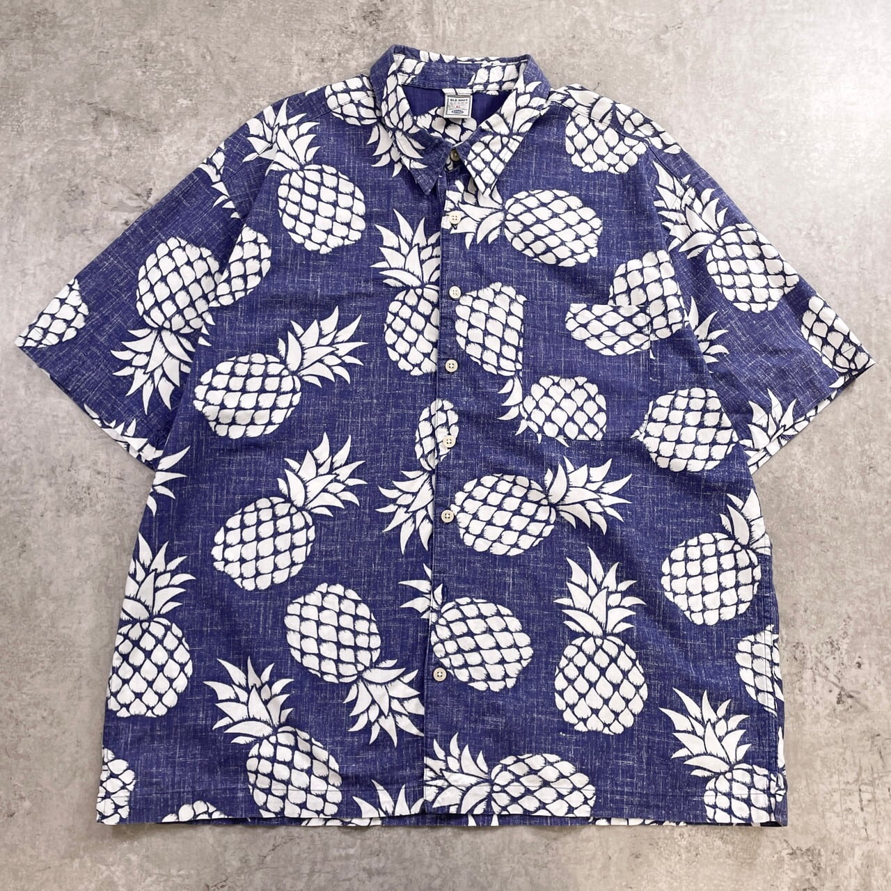 【柄/サイズ◎】00s OLD NAVY パイナップル アロハ シャツ 90年代 オールドネイビー OLD NAVY パイナップル 総柄 半袖アロハ