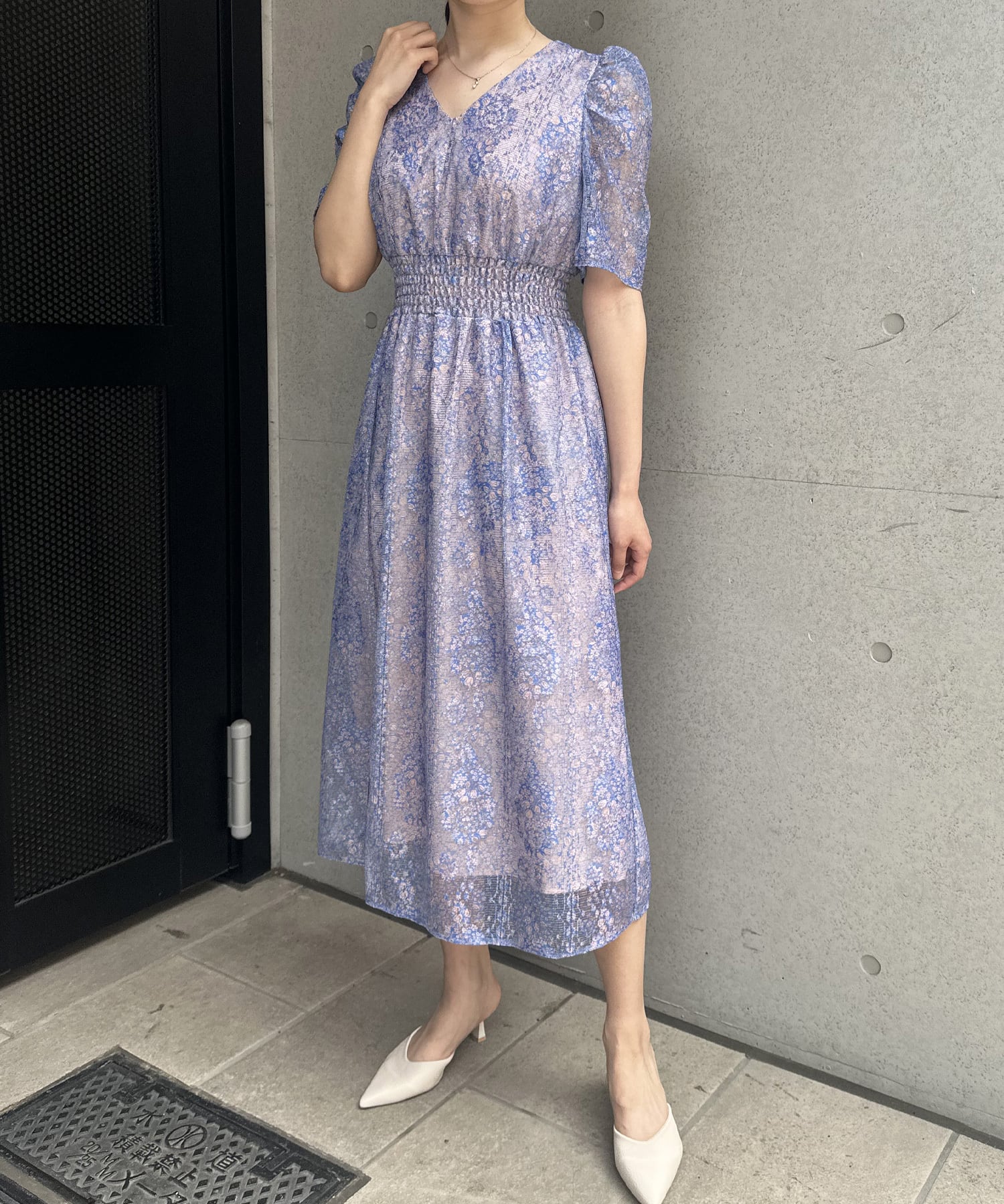 プリントレースワンピース A/ピンク×ブルー 38 | troisiemechaco
