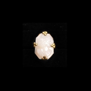 Milk glass lady cameo octagon ring