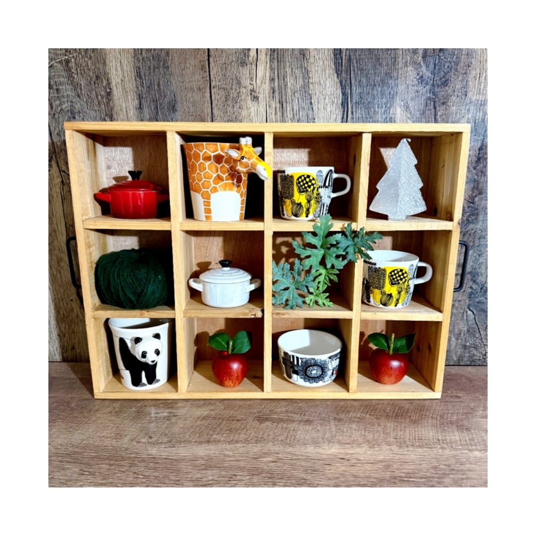 取っ手付木製収納ケース/スパイスラック/マグカップディスプレイ棚 C0pernicusC0pernicus