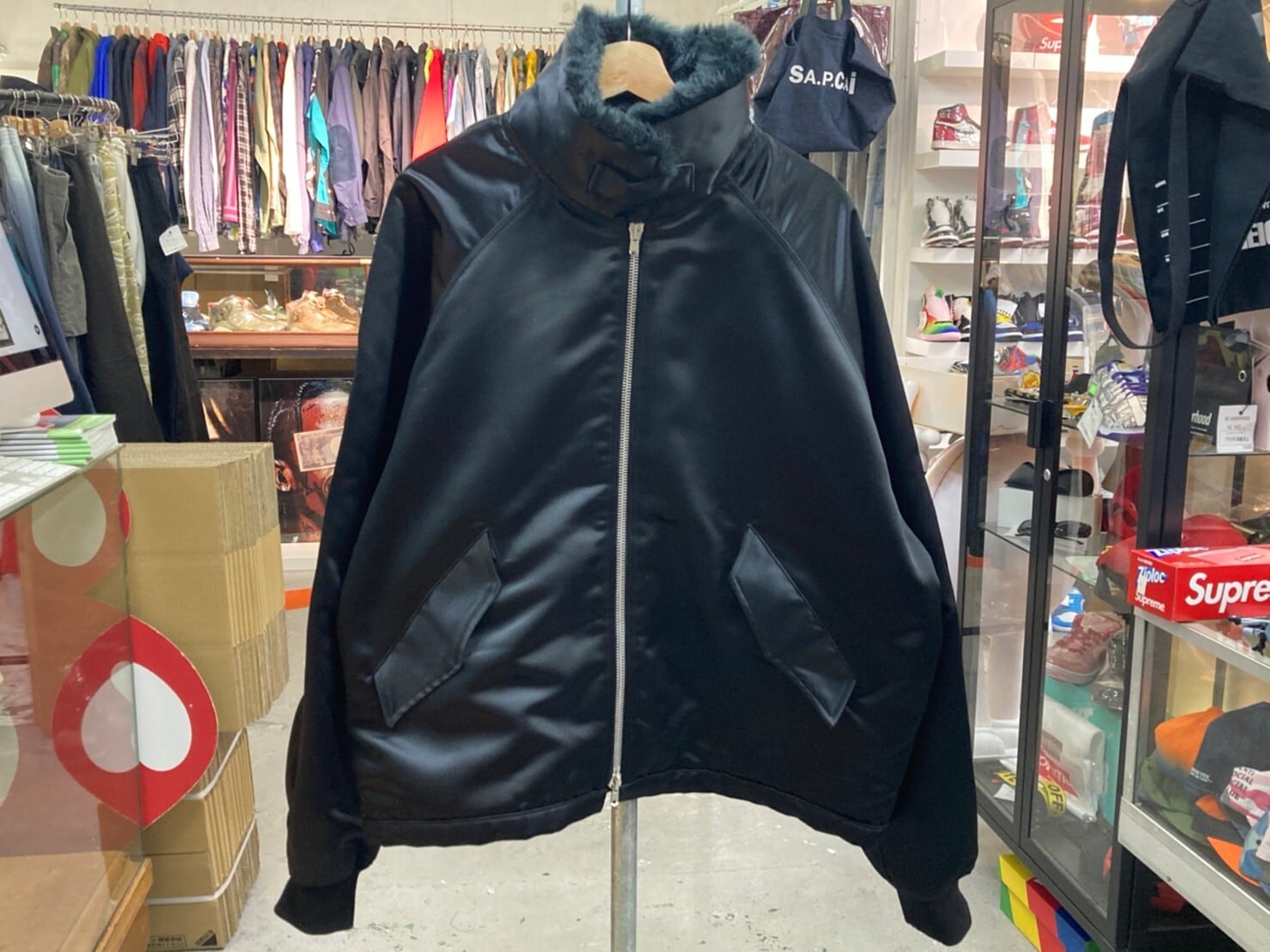 FEAR OG GOD FIFTH COLLECTION SATIN MOCKNECK BOMBER JACKET XL BLACK 