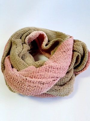 手染めざっくりコットンストール(ベンガラ染め)