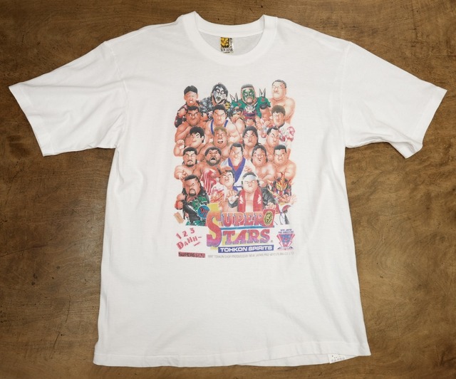 4275 新日本プロレス 25周年 スーパースターズ Tシャツ 1997年 90s 