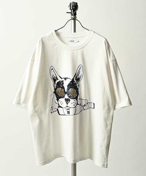 ATELANE  16OE Jersey French Bulldog Pattern T-Shirt (OFF) 26A-14065