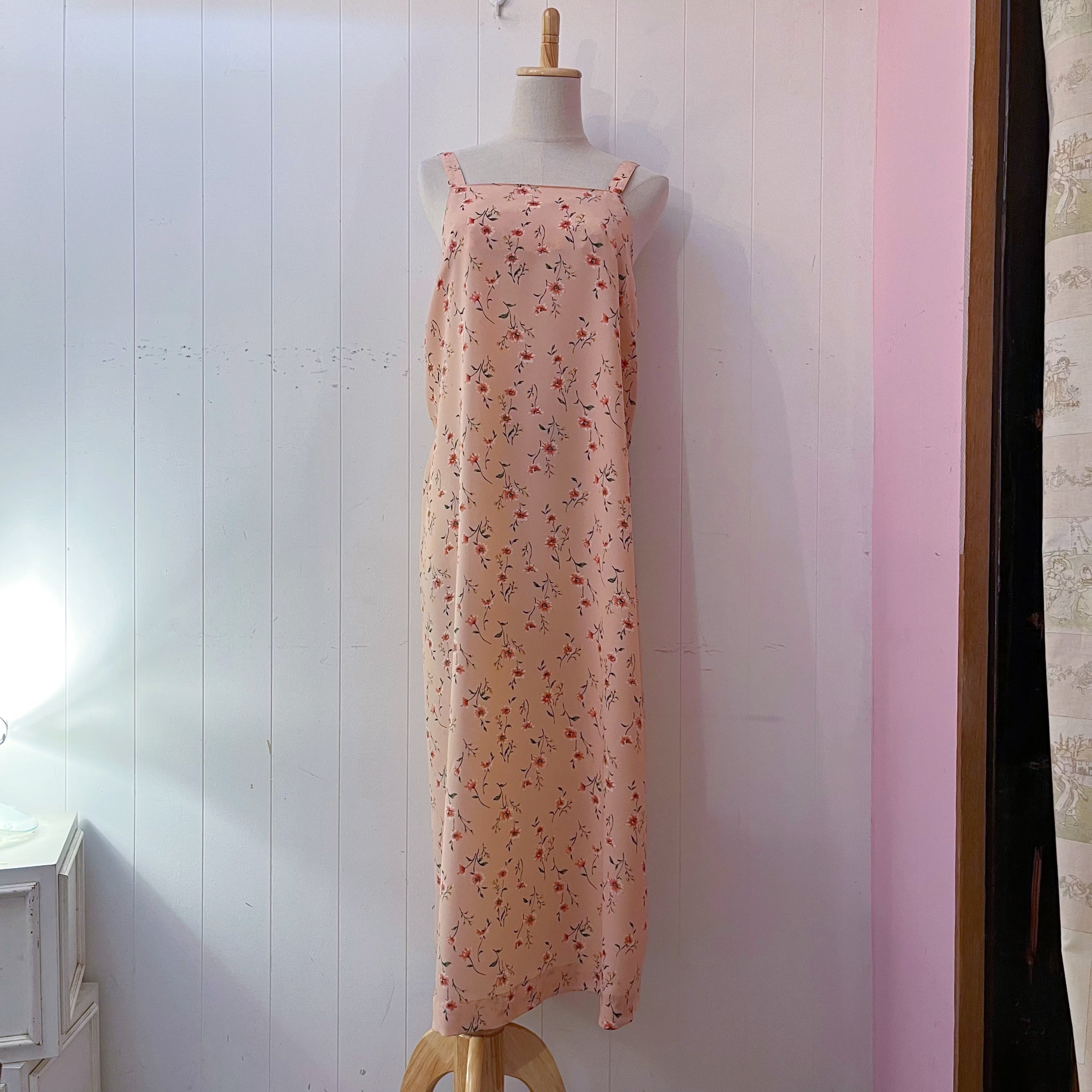 pink flower apron one-piece