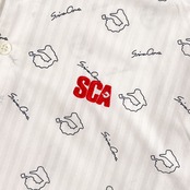 SINA COVA シナコバ 総柄 シャドーストライプ 半袖 ポロシャツ L/ホワイト メンズ