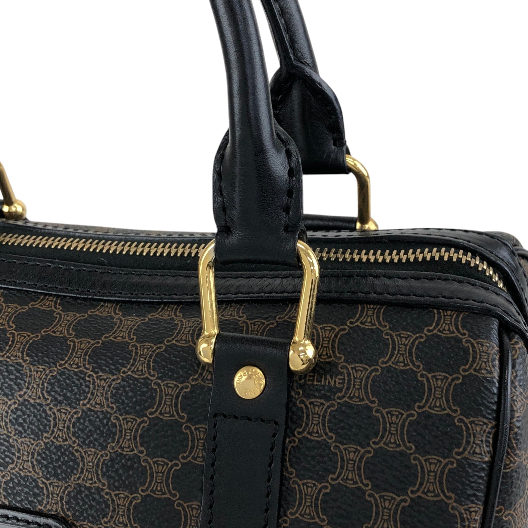 □専用品 セリーヌ ブラックマカダム ミニボストンバッグ PVC BLACK CELINE セリーヌ マカダム ハンドバッグ ブラック ブラゾン型押し PVC