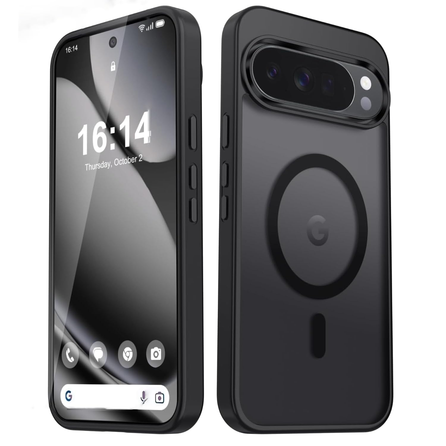 Guizzcg スマホケース MagSafe対応 に適合する Google Pixel 11/11 Pro 耐衝撃 半透明マット 全面保護 ブラック